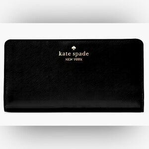 Kate Spade Large Slim Bilfold Wallet Black NWT